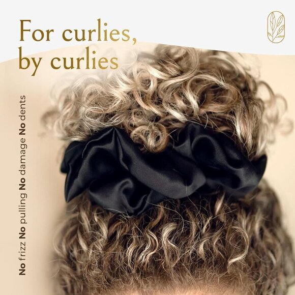 Silk Scrunchies Mulberry Large Hair Ties for Curly Thick and Thin Hair Black main image 5
